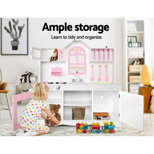 Keezi Kids Kitchen Play Set Wooden Pretend Toys Cooking Children
