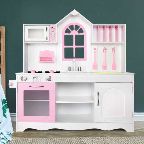 Keezi Kids Kitchen Play Set Wooden Pretend Toys Cooking Children