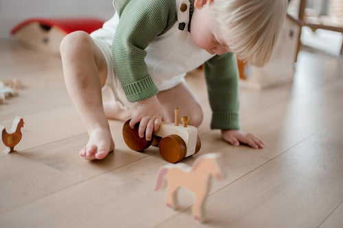 Wooden Farm Animals & Tractor Set