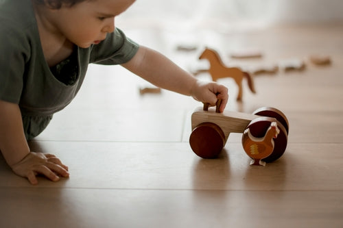 Wooden Farm Animals & Tractor Set
