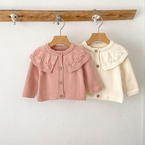 Baby Girls Comfortable Solid Color Knitted Long Sleeves